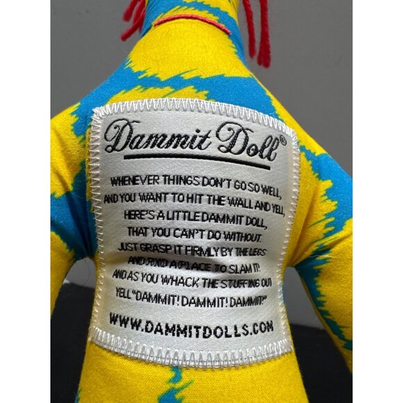 Dammit Doll Stress Flawed Relief Plush With Red Hair & Yellow/Blue Pattern 12" P - Picture 3 of 7